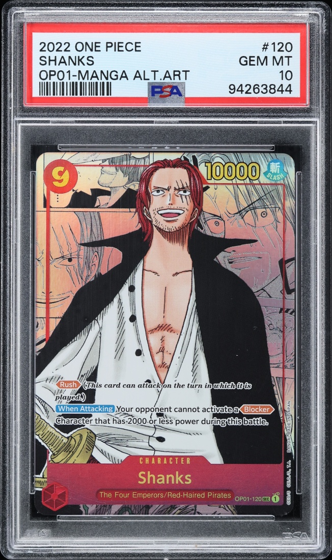 2022 One Piece Romance Dawn Manga Art Shanks #OP01-120 PSA 10 GEM MINT
