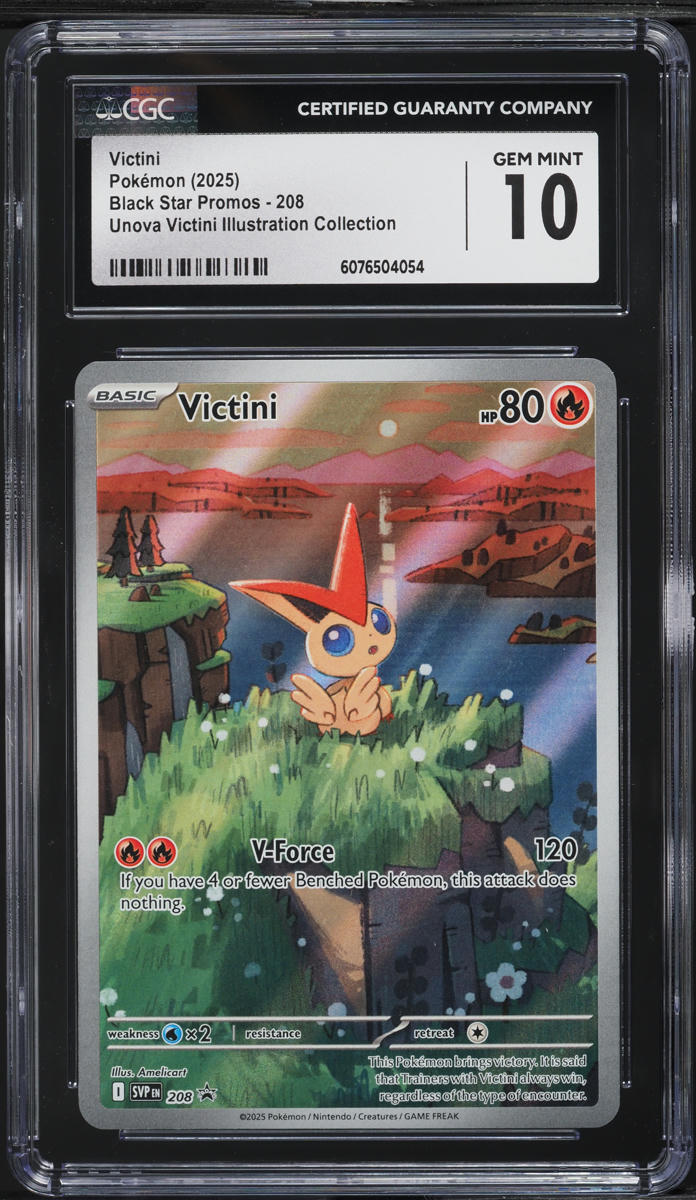 2025 Pokemon SV Black Star Promo Illustration Collection Victini #208 CGC 10 GEM