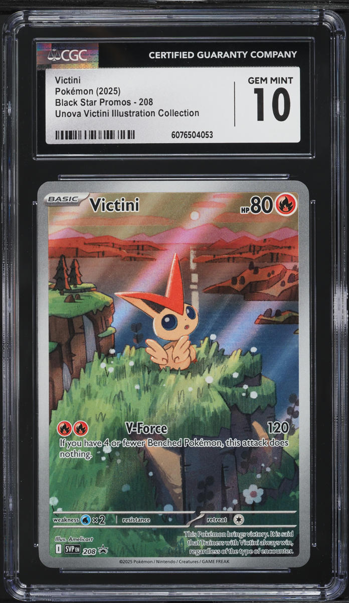 2025 Pokemon SV Black Star Promo Illustration Collection Victini #208 CGC 10 GEM