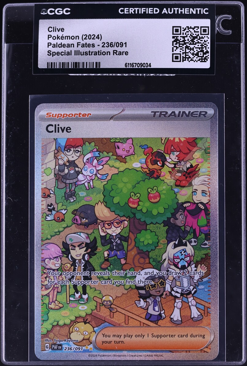 2024 Pokemon Scarlet & Violet Paldean Fates SIR Clive #236 CGC AUTH
