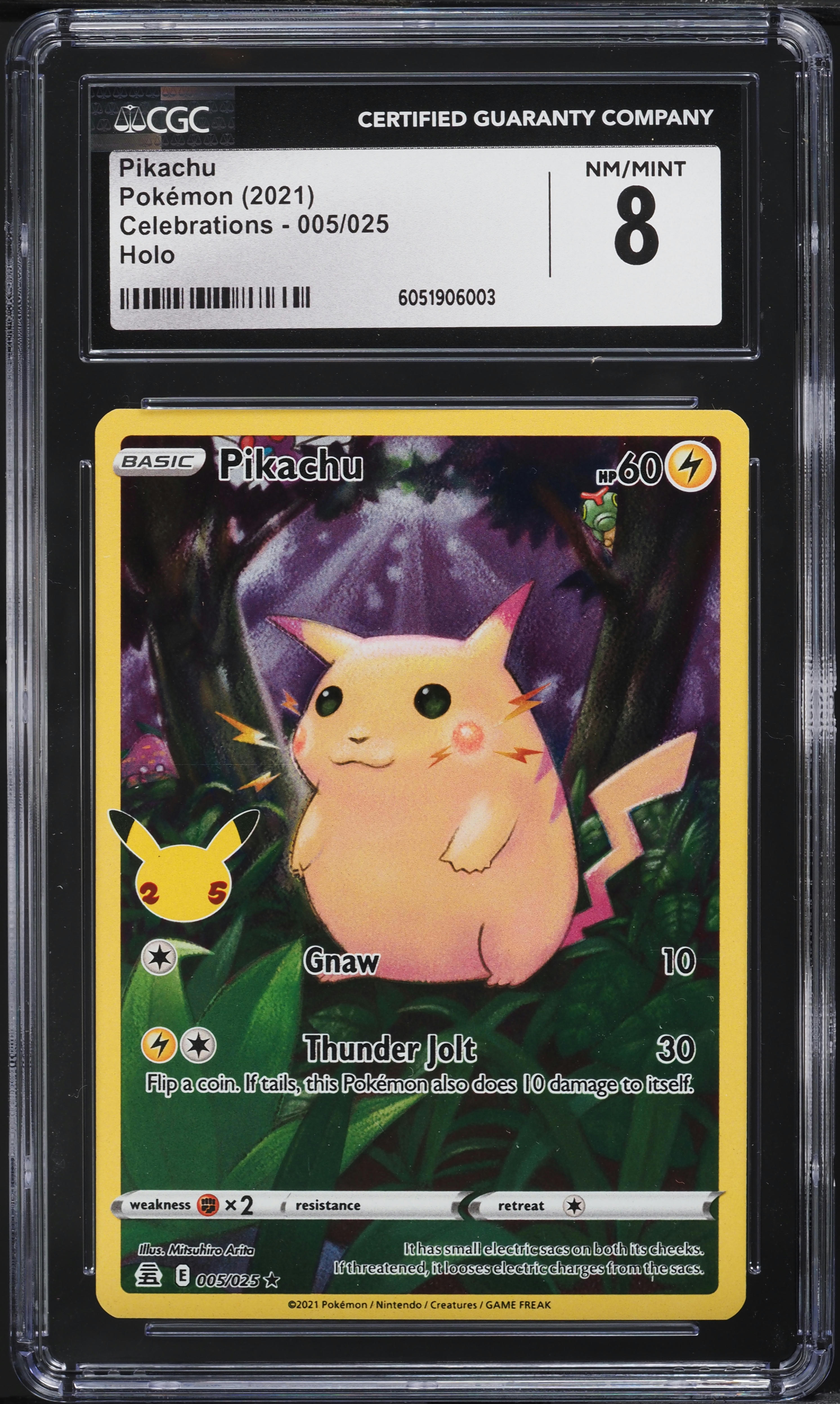 2021 Pokemon Sword & Shield Celebrations Full Art Pikachu #5 CGC 8 NM-MT