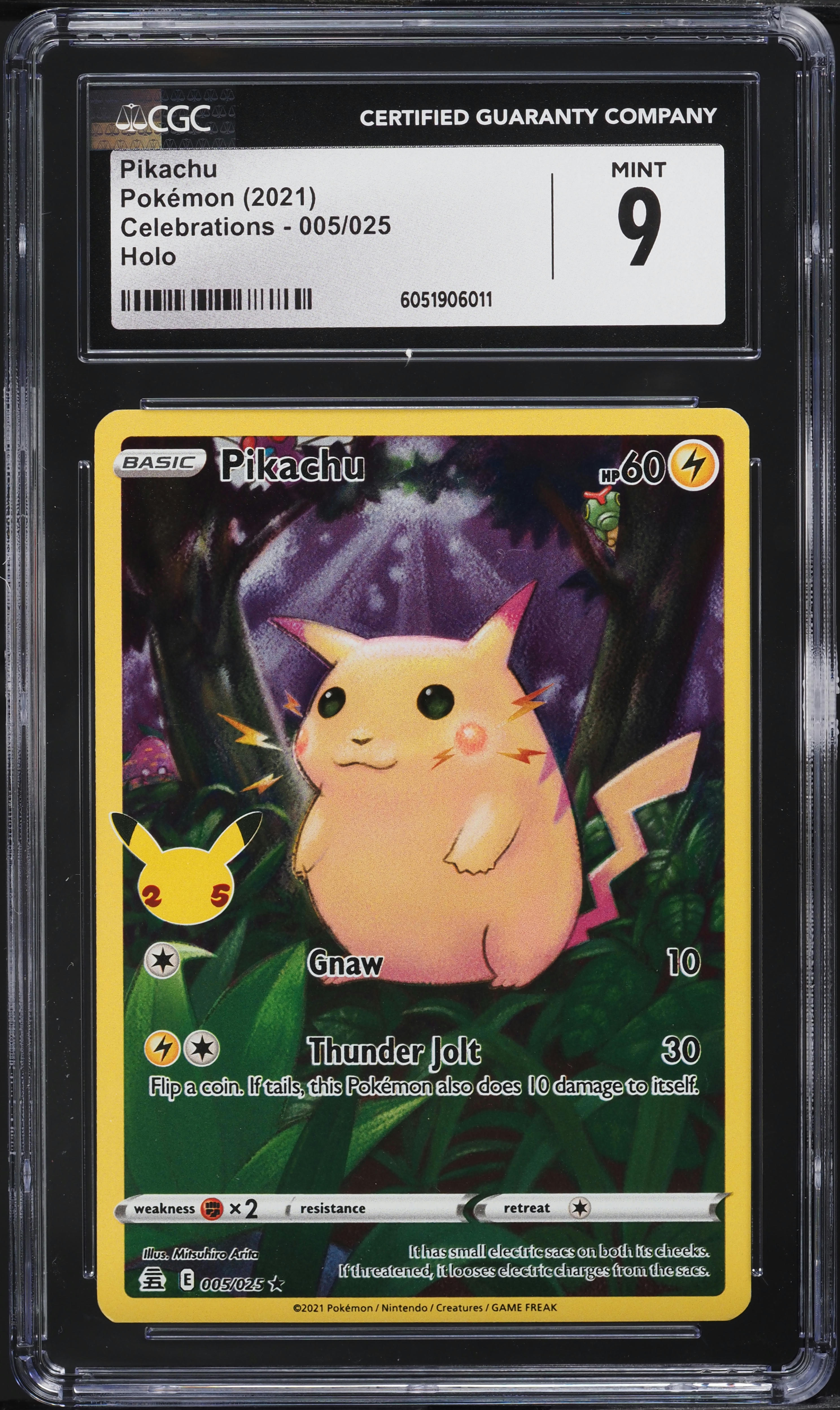 2021 Pokemon Sword & Shield Celebrations Full Art Pikachu #5 CGC 9 MINT