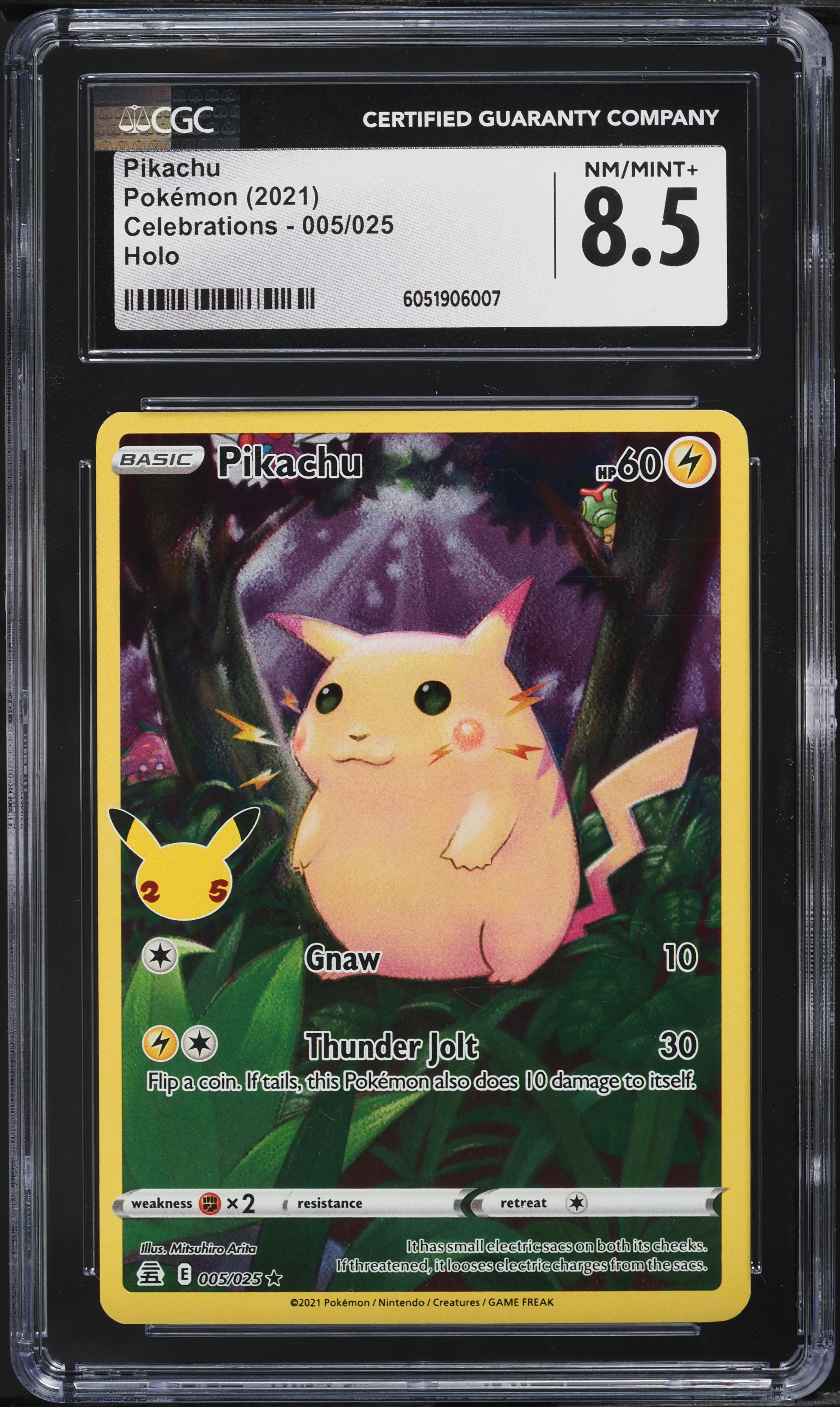 2021 Pokemon Sword & Shield Celebrations Full Art Pikachu #5 CGC 8.5 NM-MT+