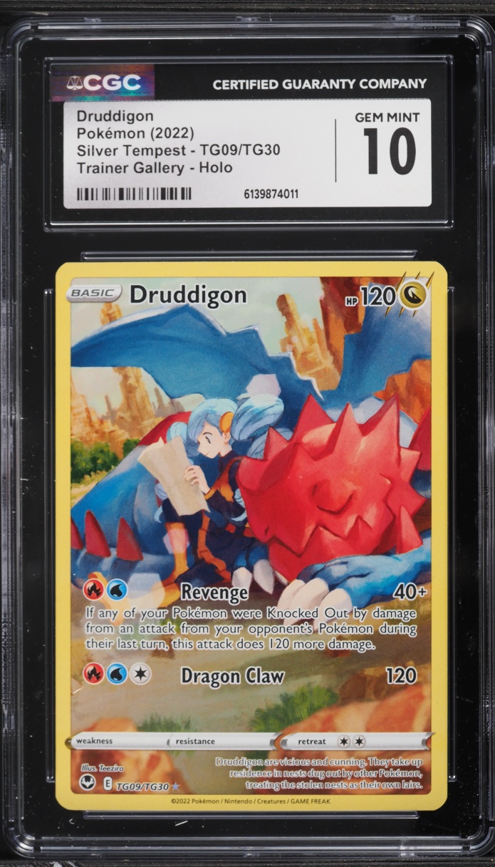 2022 Pokemon Sword & Shield Silver Tempest Trainer Gallery CHR Druddigon #TG09 CGC 10 GEM MINT