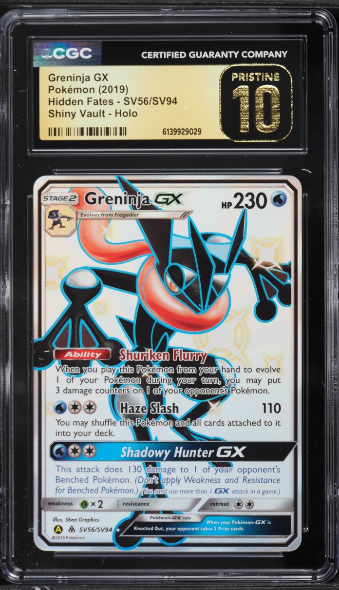 2019 Pokemon Sun & Moon Hidden Fates Shiny Vault Full Art Greninja GX #SV56 CGC 10 PRISTINE
