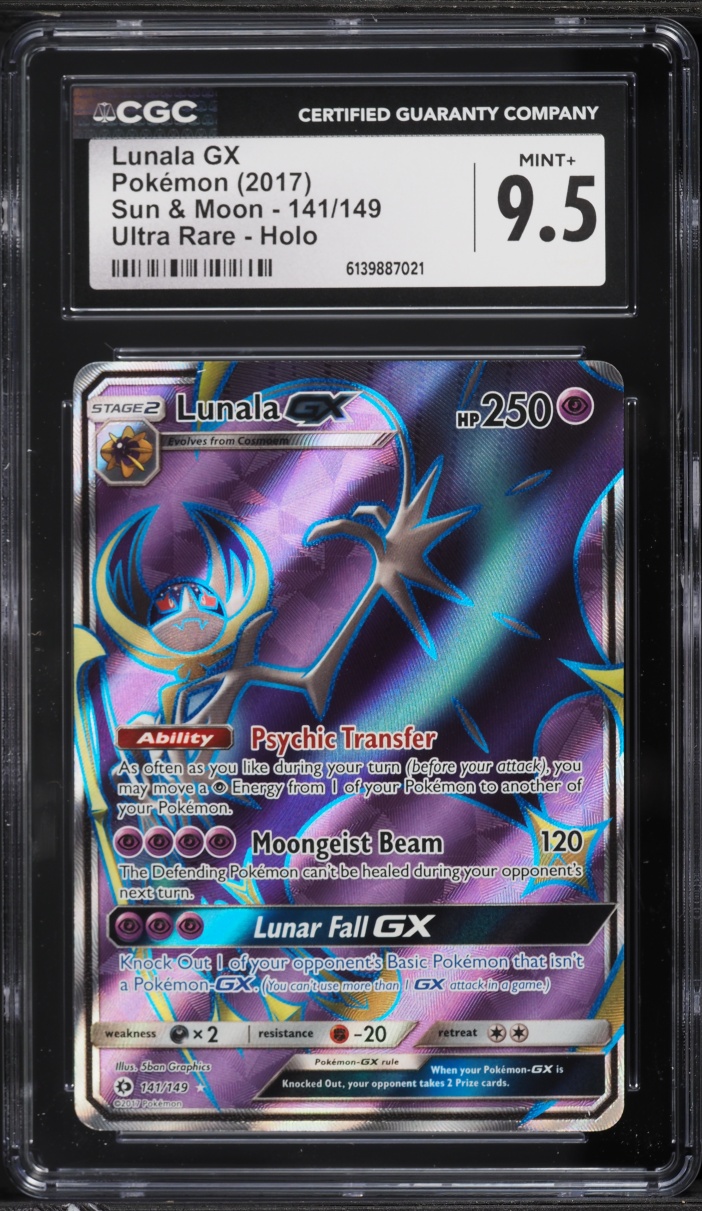 2017 Pokemon Sun & Moon Full Art Lunala GX #141 CGC 9.5 MINT+