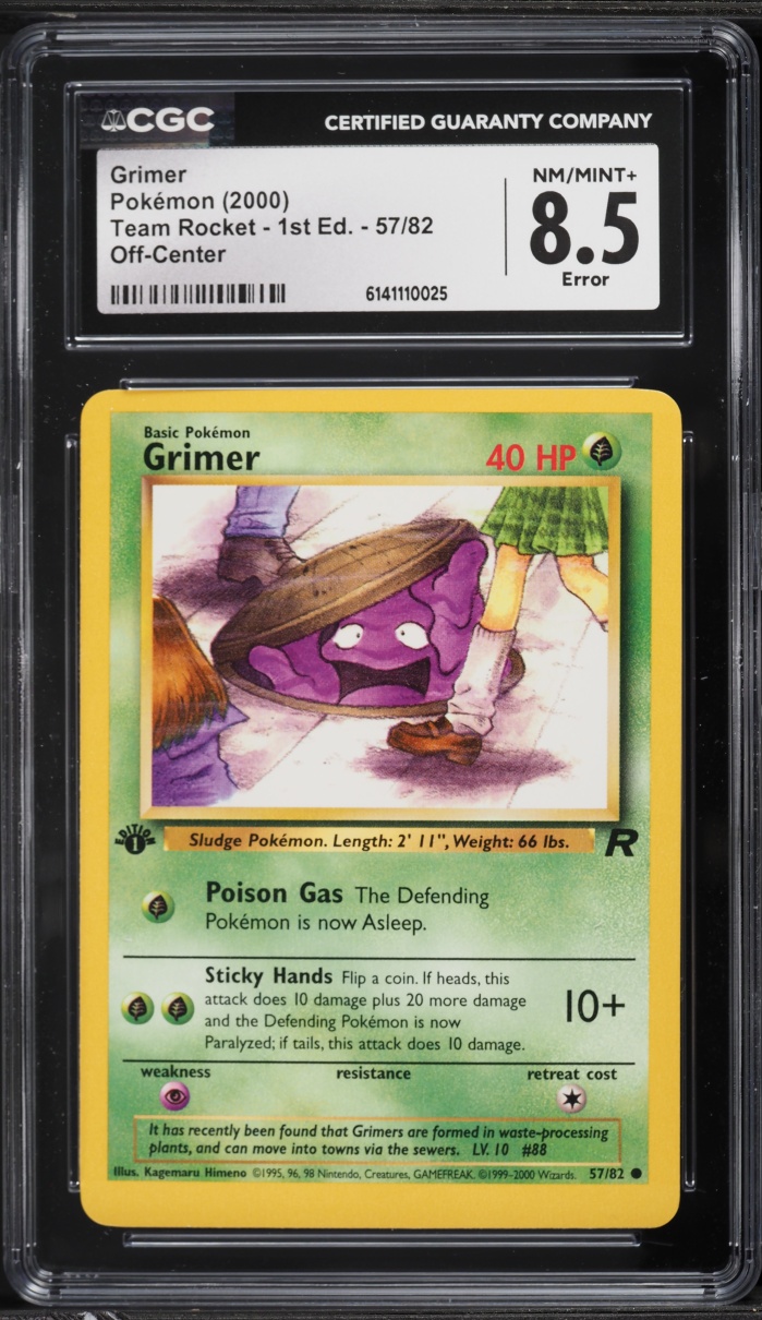 2000 Pokemon Team Rocket 1st Edition Grimer #57 CGC 8.5 NM-MT+