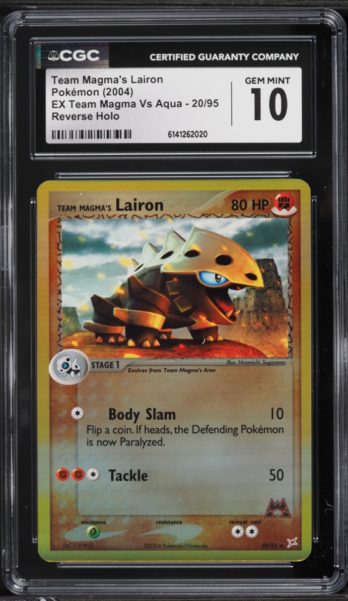 2004 Pokemon EX Team Magma Vs Aqua Reverse Holo Team Magma's Lairon #20 CGC 10 GEM MINT