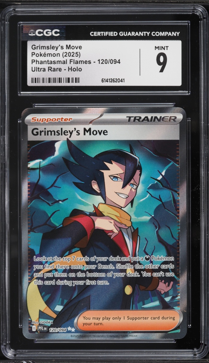 2025 Pokemon Mega Evolution Phantasmal Flames Full Art Grimsley's Move #120 CGC 9 MINT