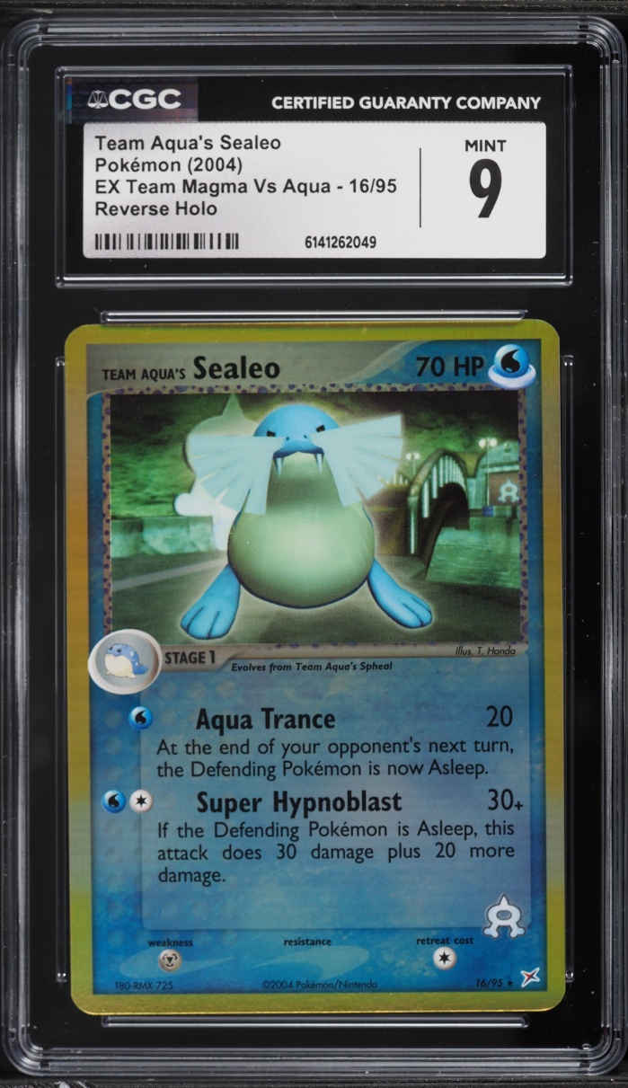 2004 Pokemon EX Team Magma Vs Aqua Reverse Holo Team Aqua's Sealeo #16 CGC 9 MINT
