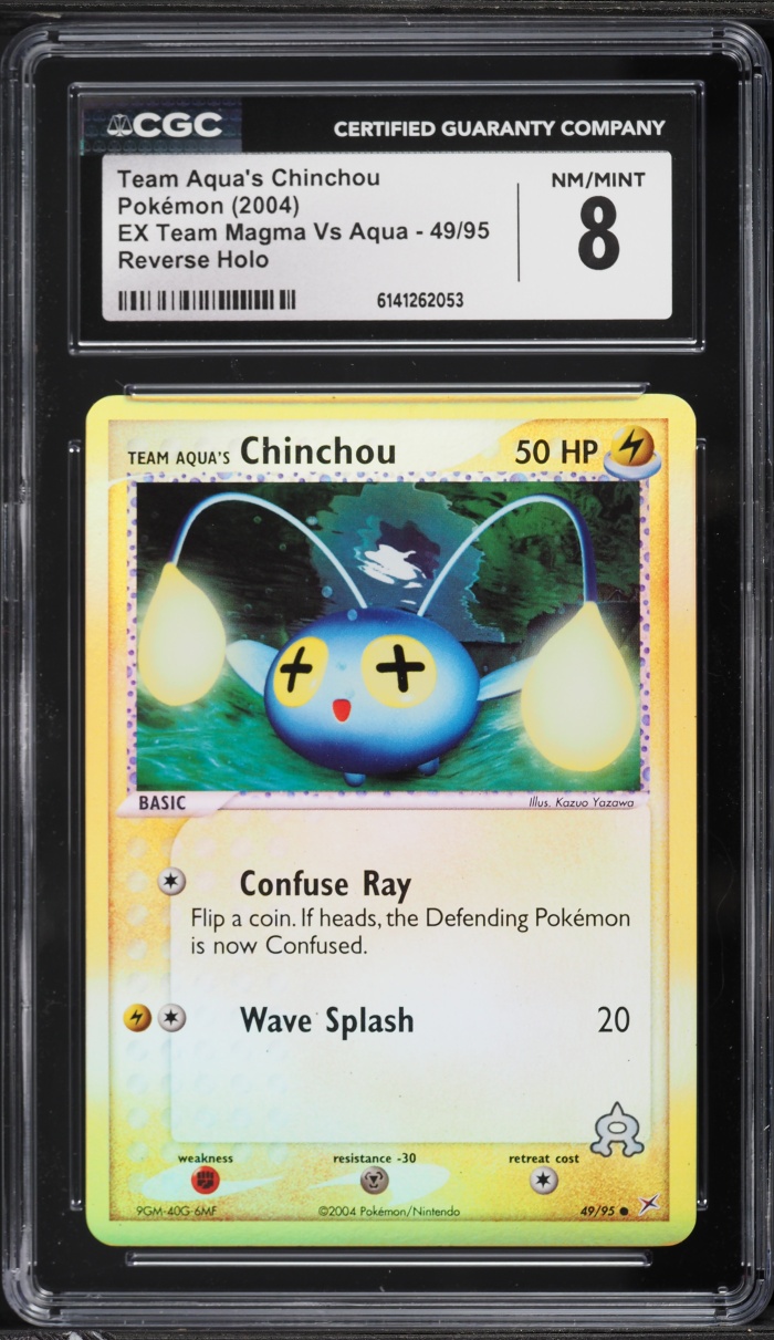 2004 Pokemon EX Team Magma Vs Aqua Reverse Holo Team Aqua's Chinchou #49 CGC 8 NM-MT