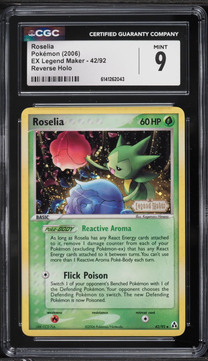 2006 Pokemon EX Legend Maker Reverse Holo Roselia #42 CGC 9 MINT