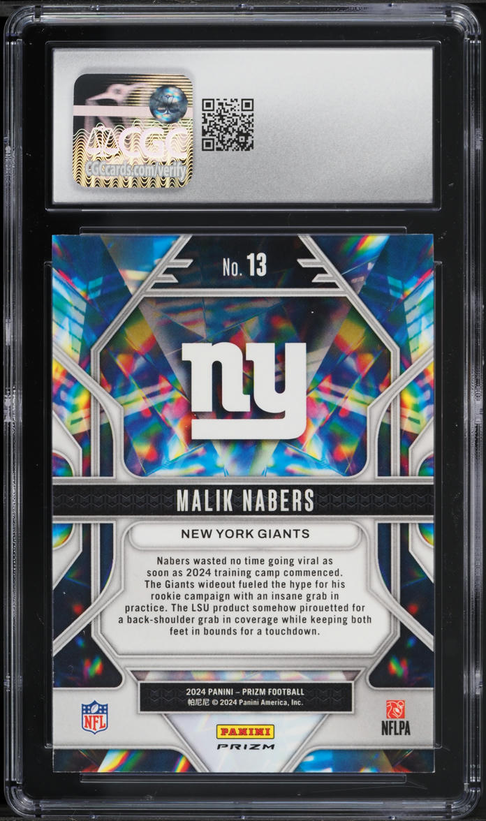 2024 Panini Prizm Prizmatic Green Malik Nabers ROOKIE #13 CGC 10 GEM MINT