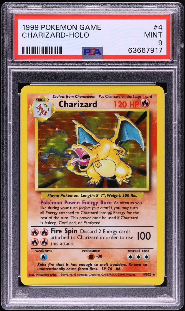 1999 Pokemon Base Set Holo Charizard #4 PSA 9 MINT
