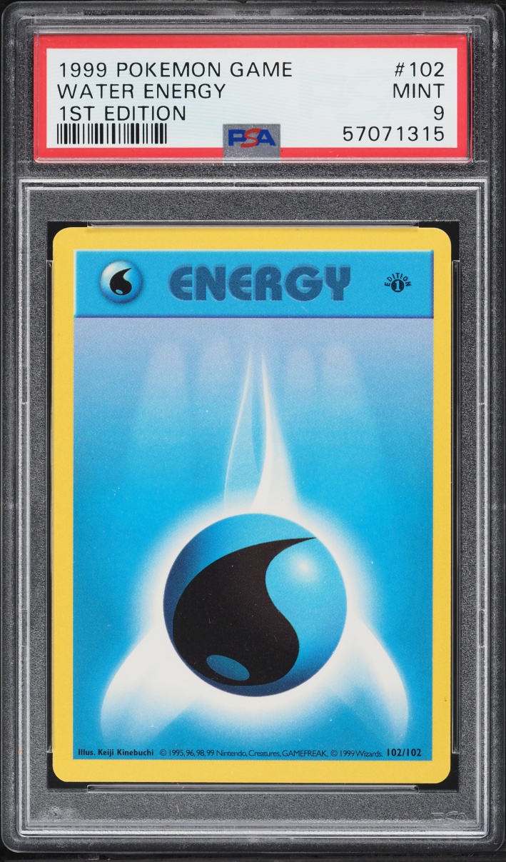1999 Pokemon Base Set Shadowless 1st Edition Water Energy #102 PSA 9 MINT
