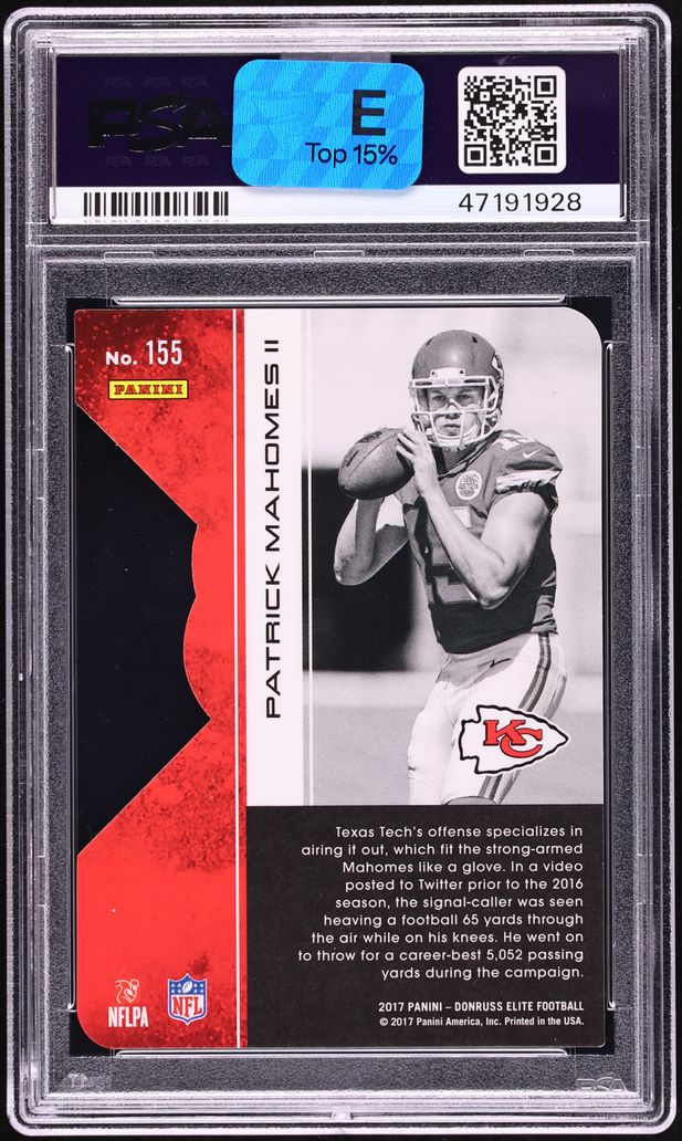 2017 Donruss Elite Status Die-Cut Patrick Mahomes ROOKIE /24 #155 PSA 10 GEM MINT