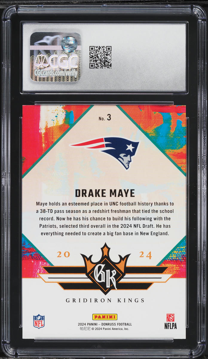 2024 Donruss Gridiron Kings Drake Maye ROOKIE #3 CGC 9 MINT