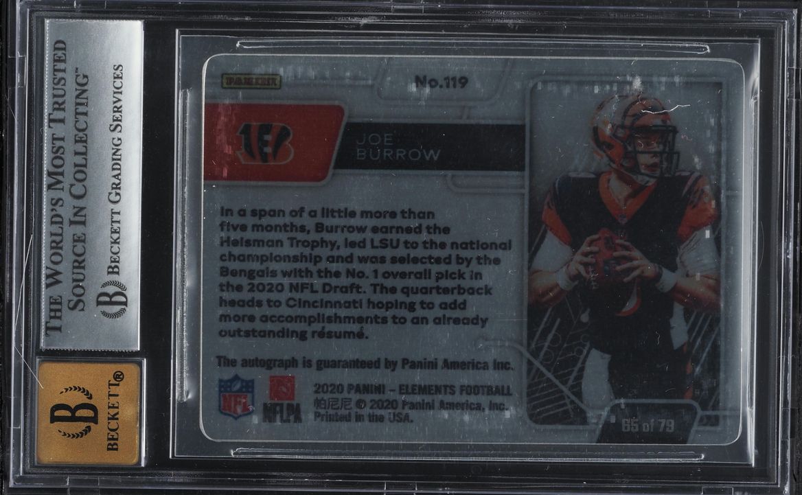 2020 Panini Elements Gold Joe Burrow ROOKIE AUTO /79 #119 BGS 9 MINT