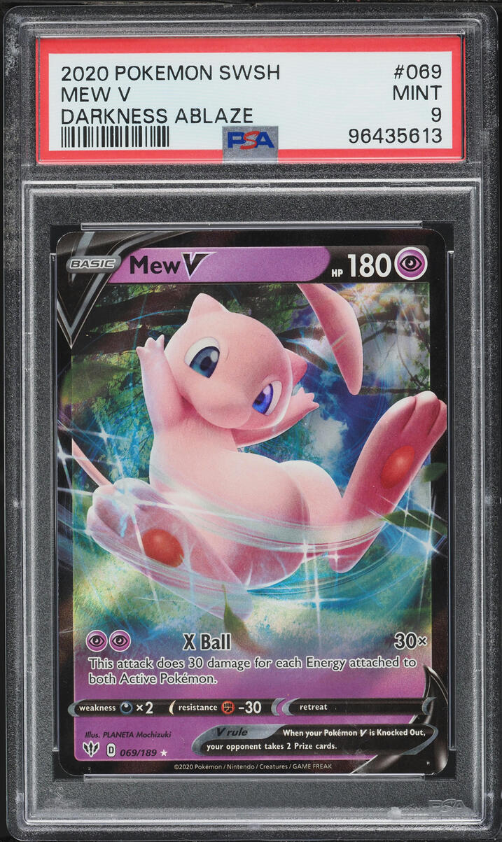 2020 Pokemon Sword & Shield Darkness Ablaze Full Art Mew V #69 PSA 9 MINT