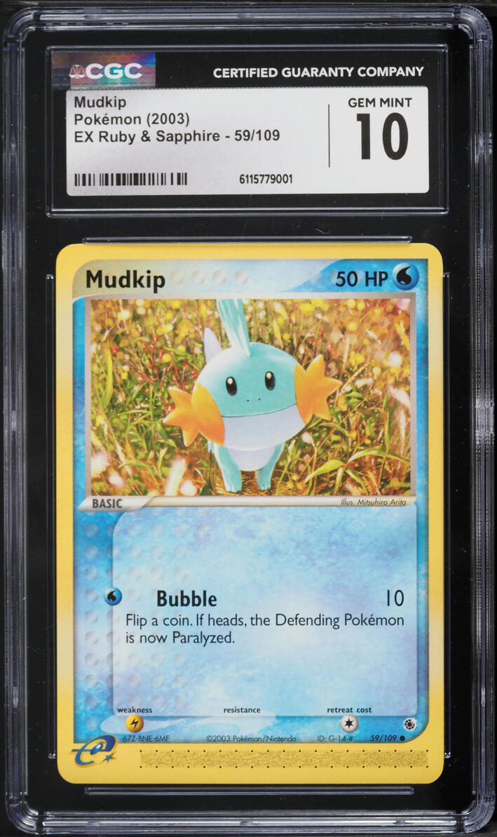 2003 Pokemon EX Ruby & Sapphire Mudkip #59 CGC 10 GEM MINT