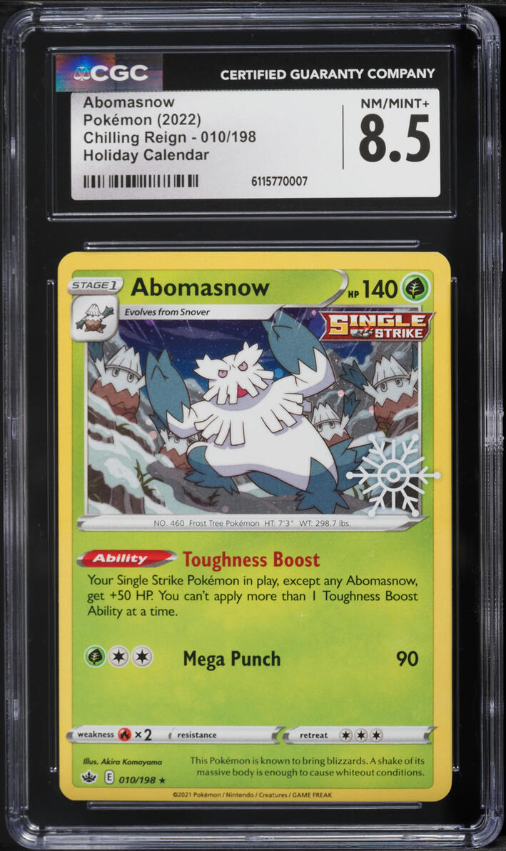 2022 Pokemon Sword & Shield Chilling Reign Holiday Calendar Abomasnow #010 CGC 8.5 NM-MT+