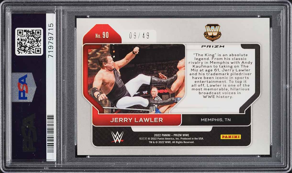 2022 Panini Prizm WWE Teal Jerry Lawler /49 #90 PSA 10 GEM MINT