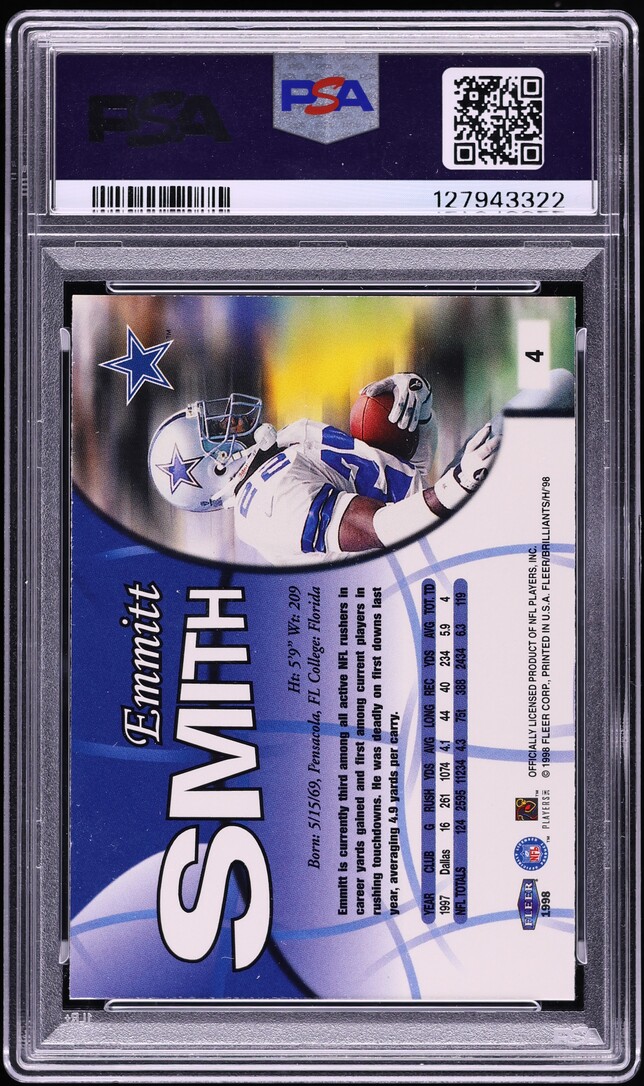 1998 Fleer Brilliants Emmitt Smith #4 PSA 8 NM-MT