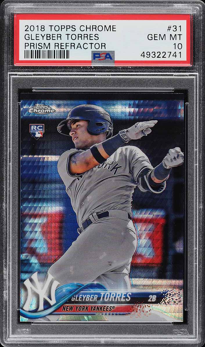 2019 Topps Chrome Blue Refractor Gleyber Torres /150 #86 PSA 9