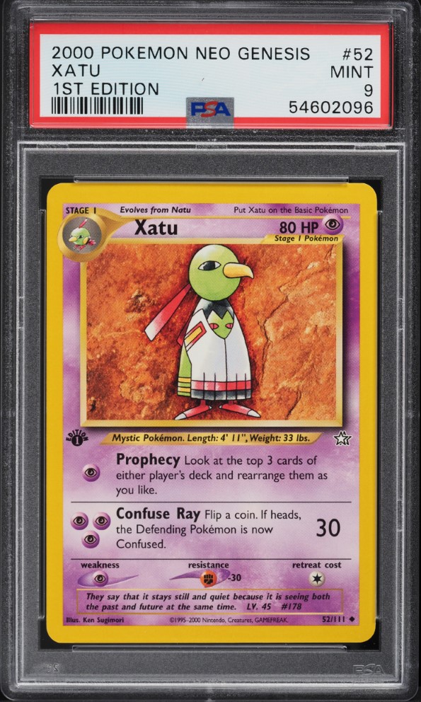 2000 Pokemon Neo Genesis 1st Edition Xatu #52 PSA 9 MINT