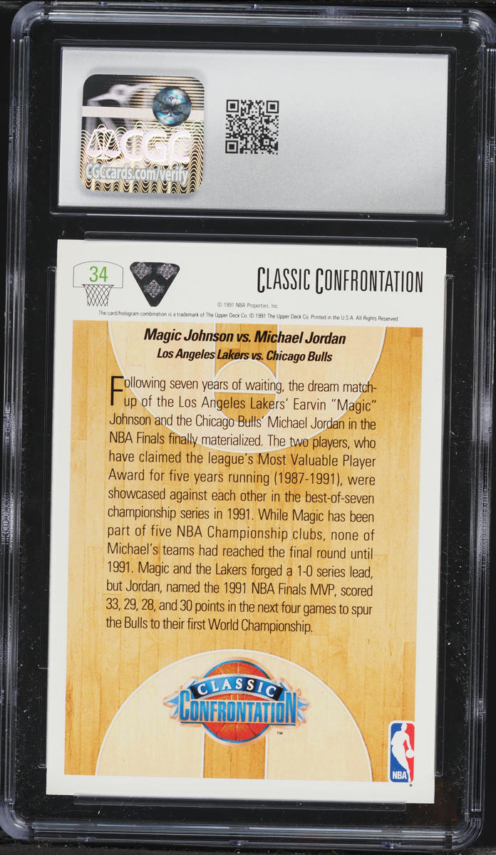 1991 Upper Deck Basketball Magic Johnson VS Michael Jordan #34 CGC 9 MINT