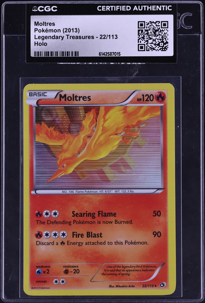 2013 Pokemon Black & White Legendary Treasures Holo Moltres #22 CGC AUTH