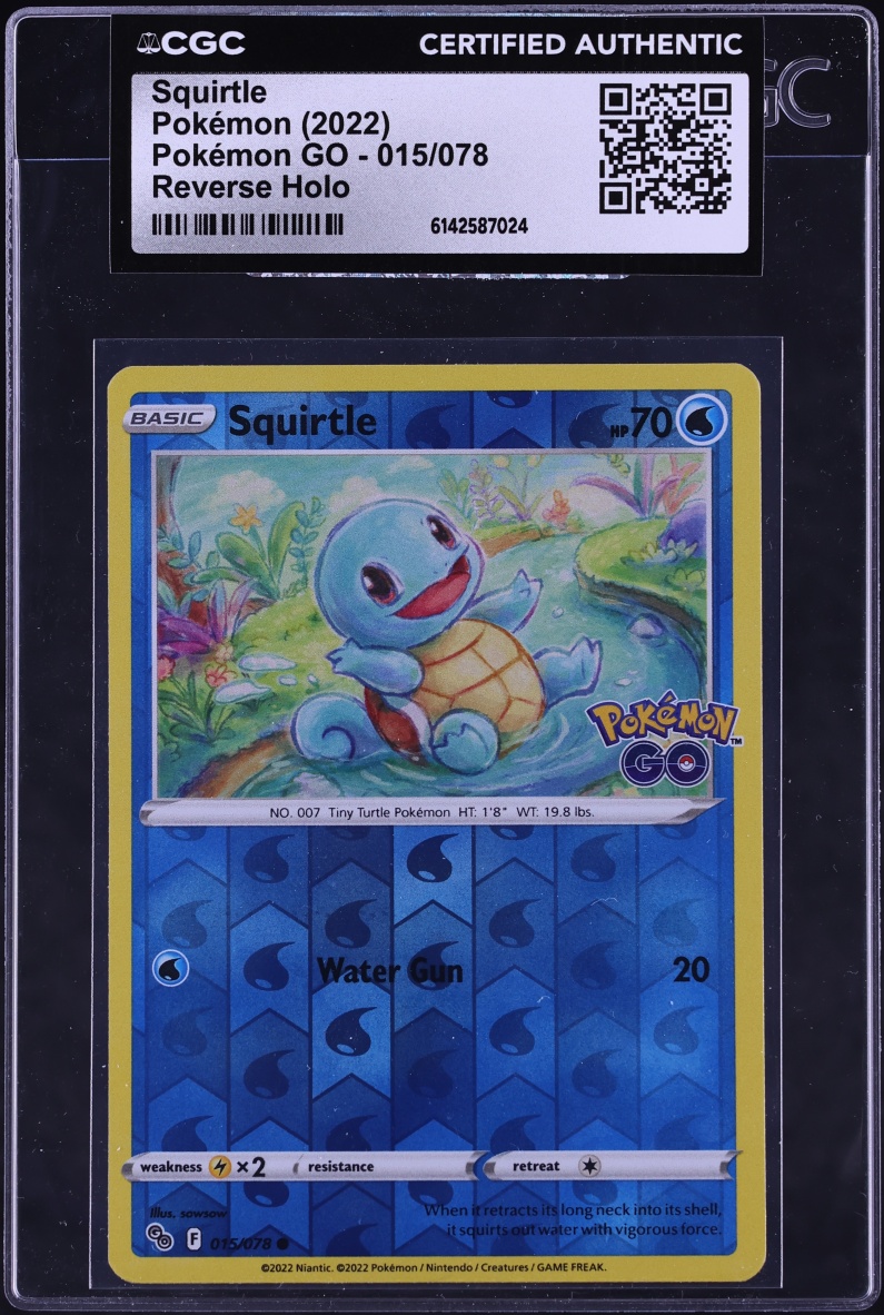 2022 Pokemon Sword & Shield Pokemon GO Reverse Holo Squirtle #15 CGC AUTH