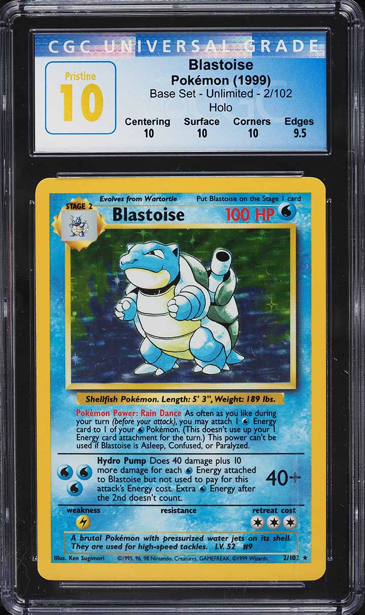 1999 Pokemon Base Set Holo Blastoise #2 CGC 10 PRISTINE