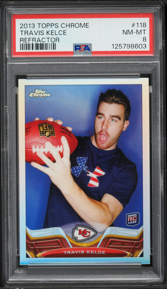 2013 Topps Chrome Refractor Travis Kelce ROOKIE #118 PSA 8 NM-MT