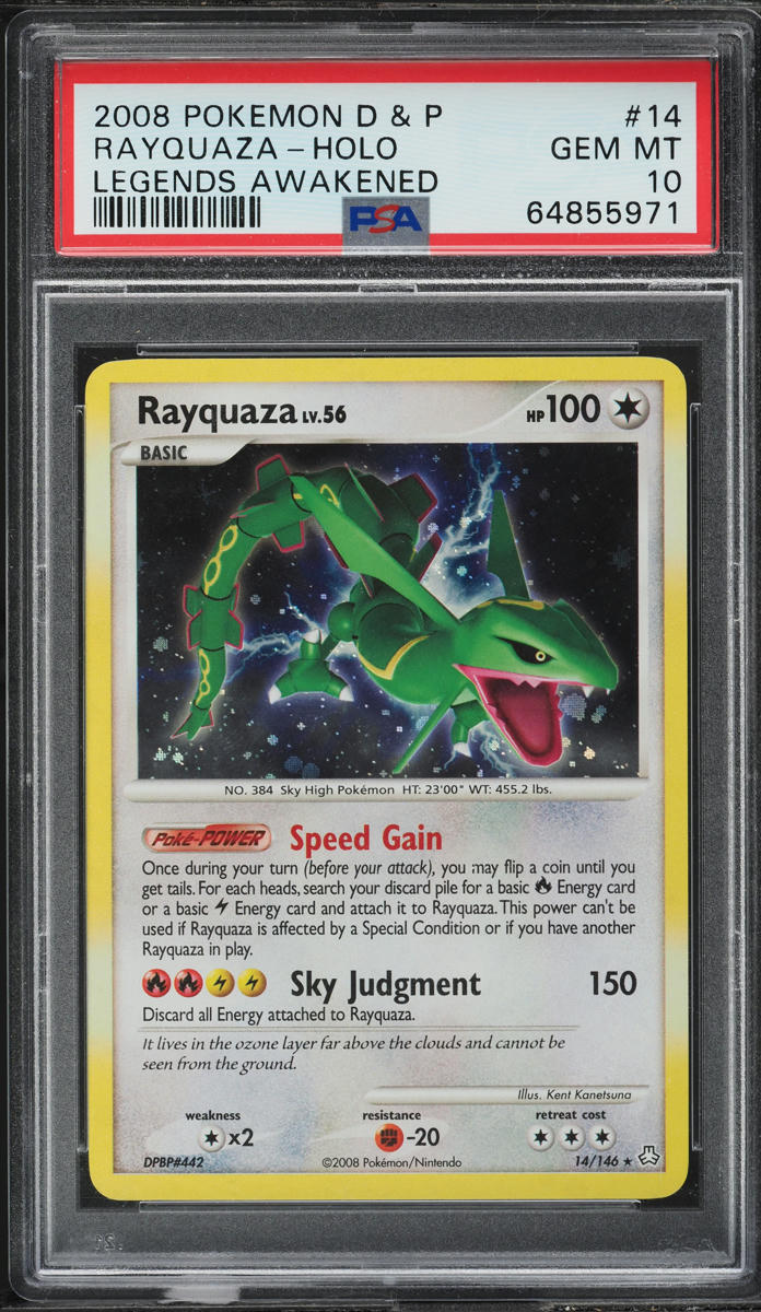 2008 Pokemon Diamond & Pearl Legends Awakened Holo Rayquaza #14 PSA 10 GEM MINT