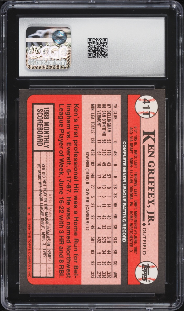 1989 Topps Traded Ken Griffey Jr. ROOKIE #41T CGC 8.5 NM-MT+