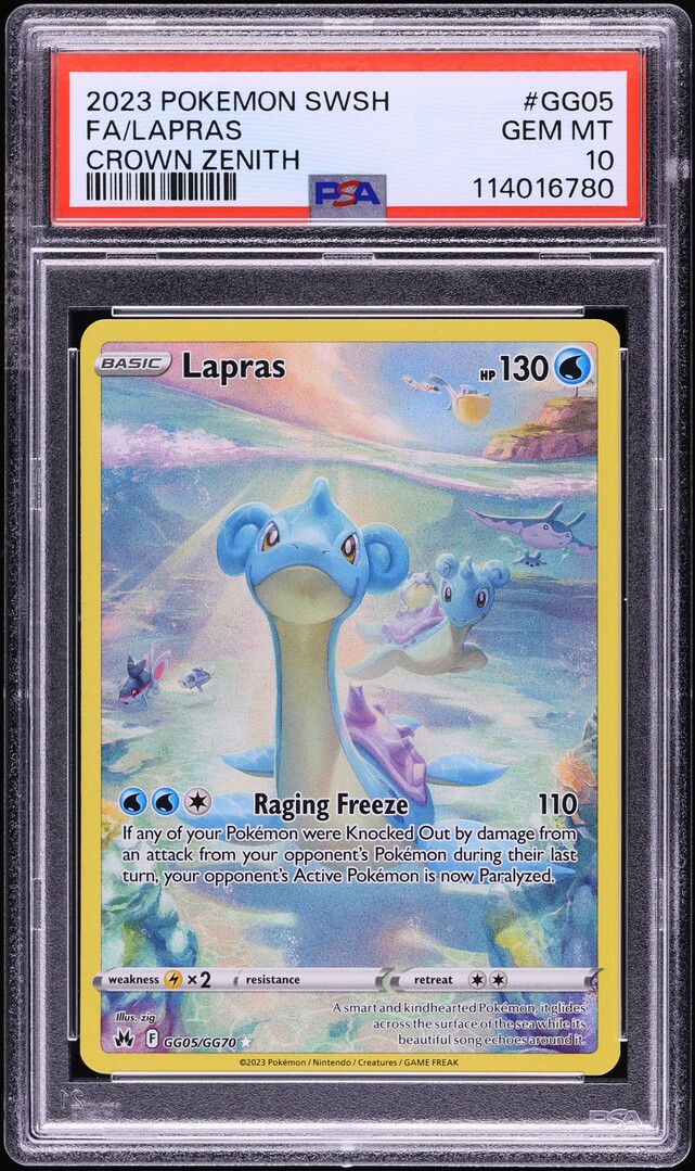 2023 Pokemon Sword & Shield Crown Zenith Full Art Lapras #GG05 PSA 10 GEM MINT