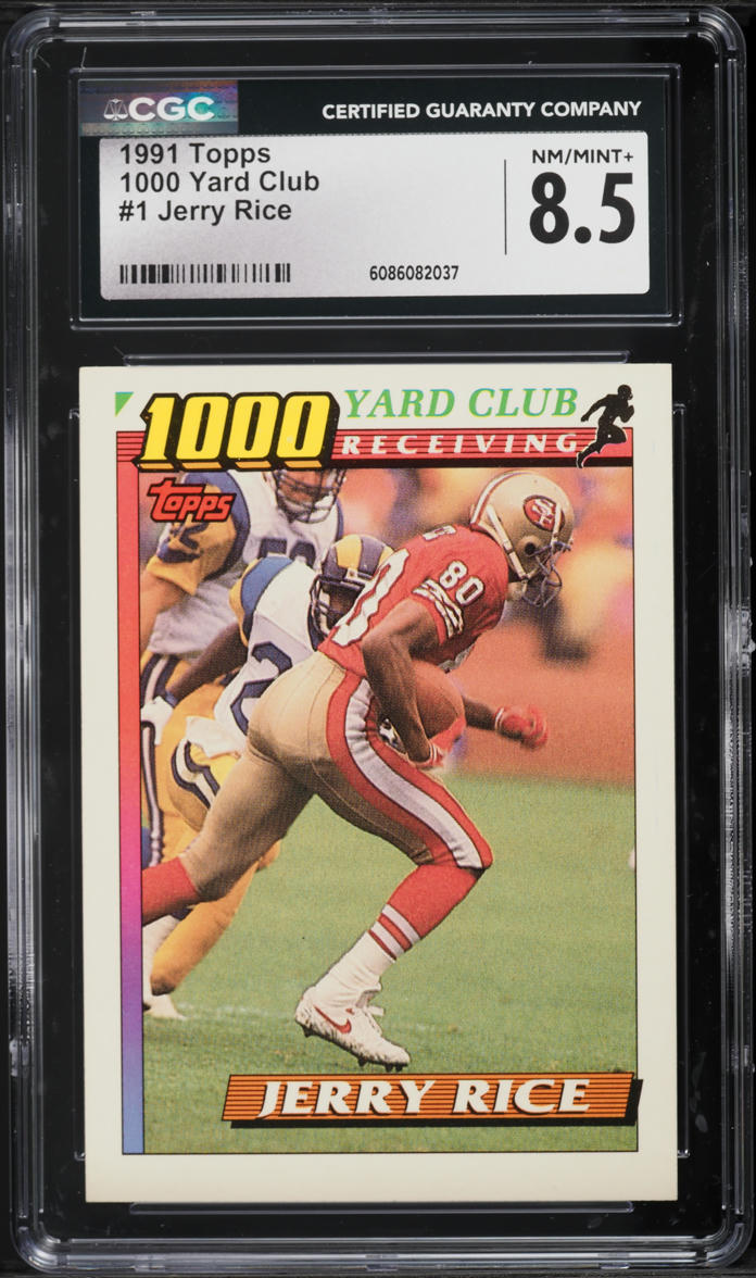 1991 Topps Football 1000 Yard Club Jerry Rice #1 CGC 8.5 NM-MT+