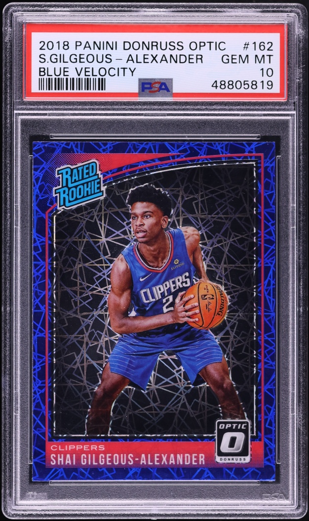 2018 Donruss Optic Blue Velocity Prizm Shai Gilgeous-Alexander ROOKIE #162 PSA 10 GEM MINT