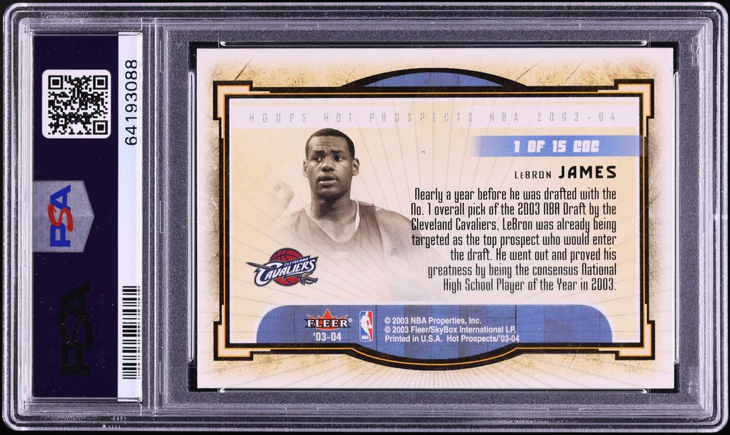 2003 Hoops Hot Cream Of The Crop LeBron James ROOKIE #1 PSA 10 GEM MINT