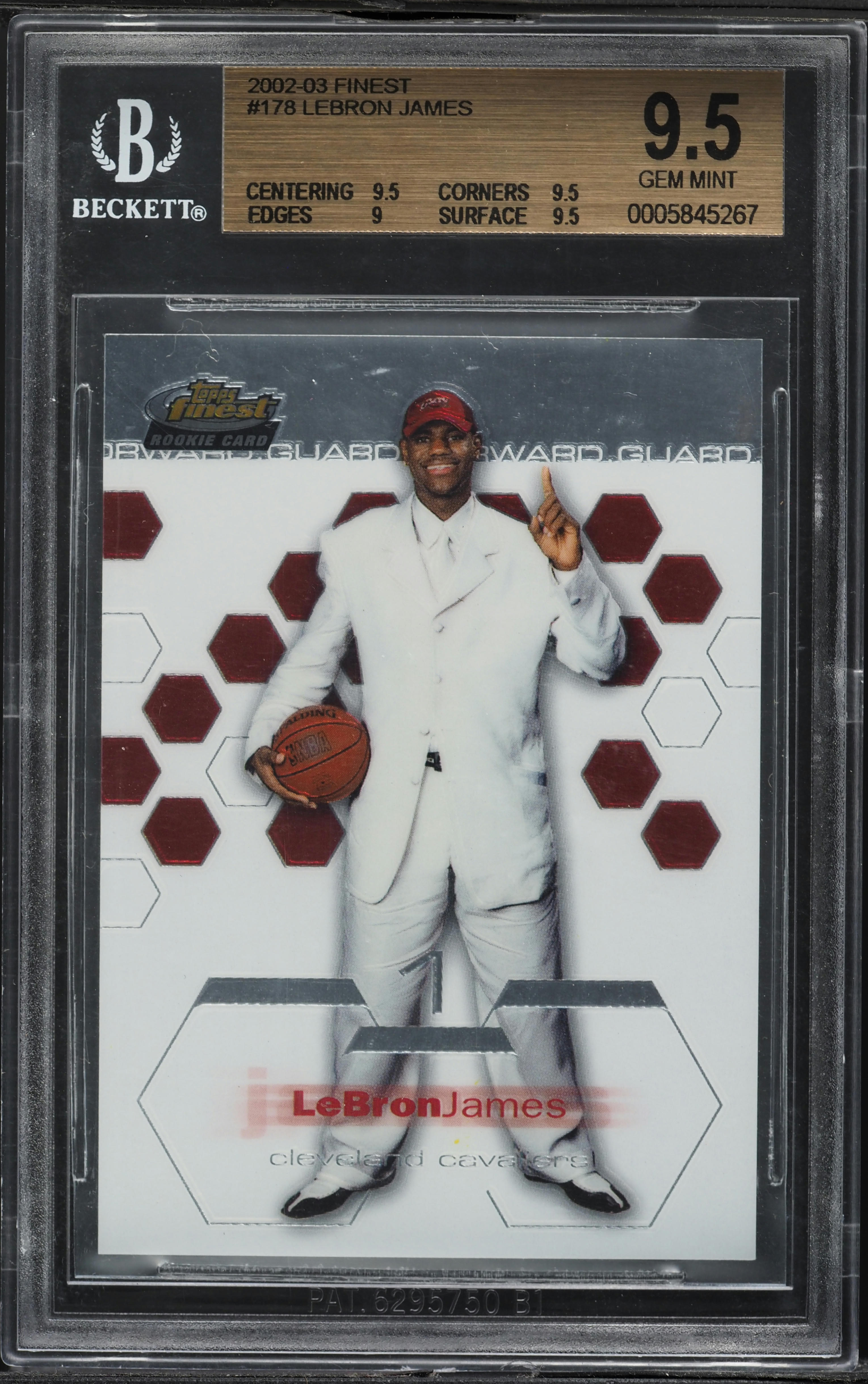 2002 Finest Basketball LeBron James ROOKIE #178 BGS 9.5 GEM MINT