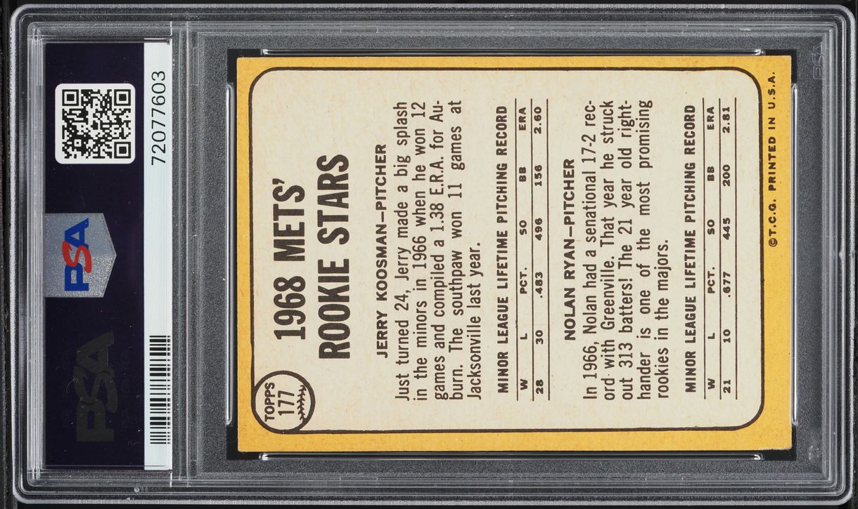 1968 Topps Nolan Ryan ROOKIE #177 PSA 3 VG