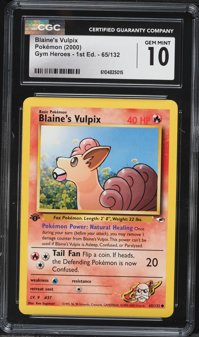 2000 Pokemon Gym Heroes 1st Edition Blaine's Vulpix #65 CGC 10 GEM MINT