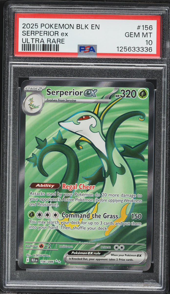 2025 Pokemon Scarlet & Violet Black Bolt Full Art Serperior ex #156 PSA 10 GEM MINT