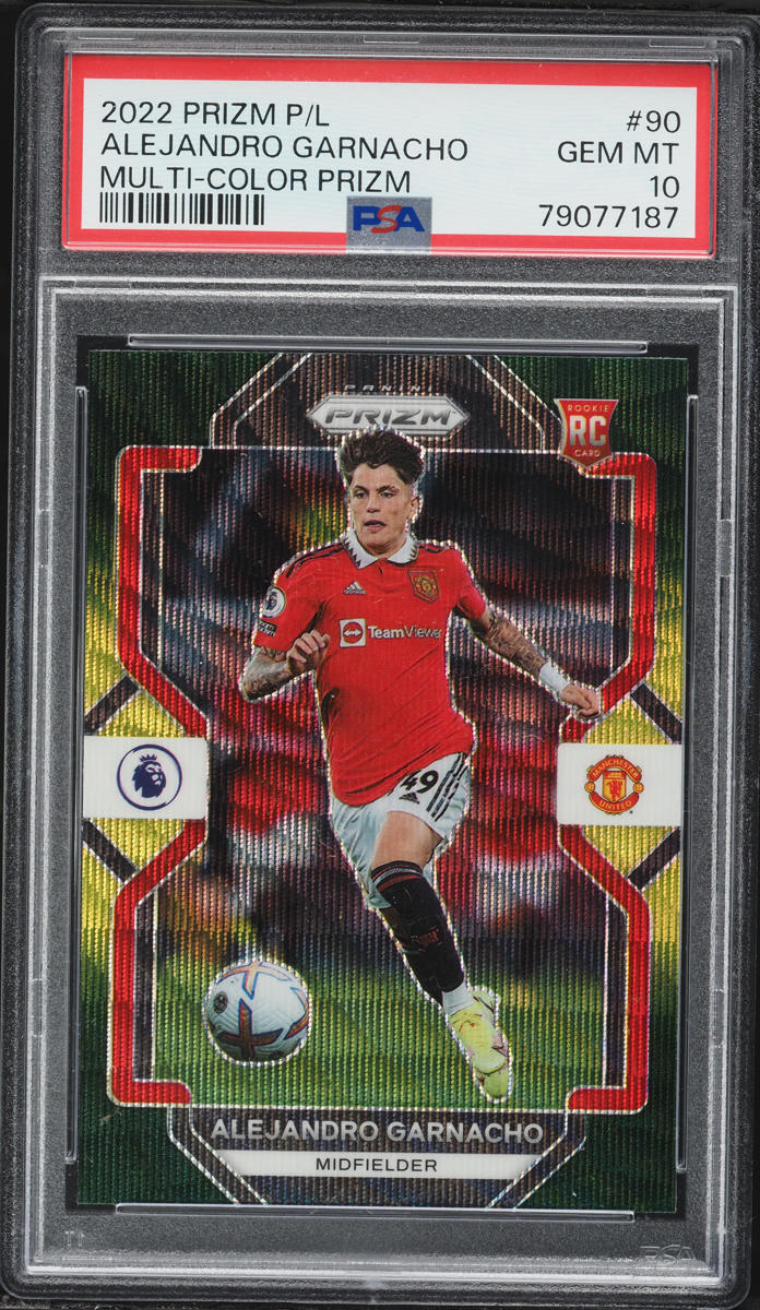 2022 Panini Prizm Premier League Multicolor Alejandro Garnacho ROOKIE #90 PSA 10 GEM MINT