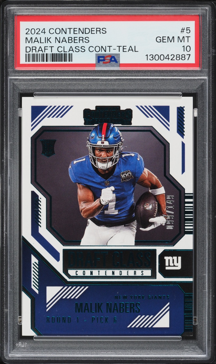 2024 Panini Contenders Draft Class Contenders Teal Malik Nabers ROOKIE /149 #5 PSA 10 GEM MINT