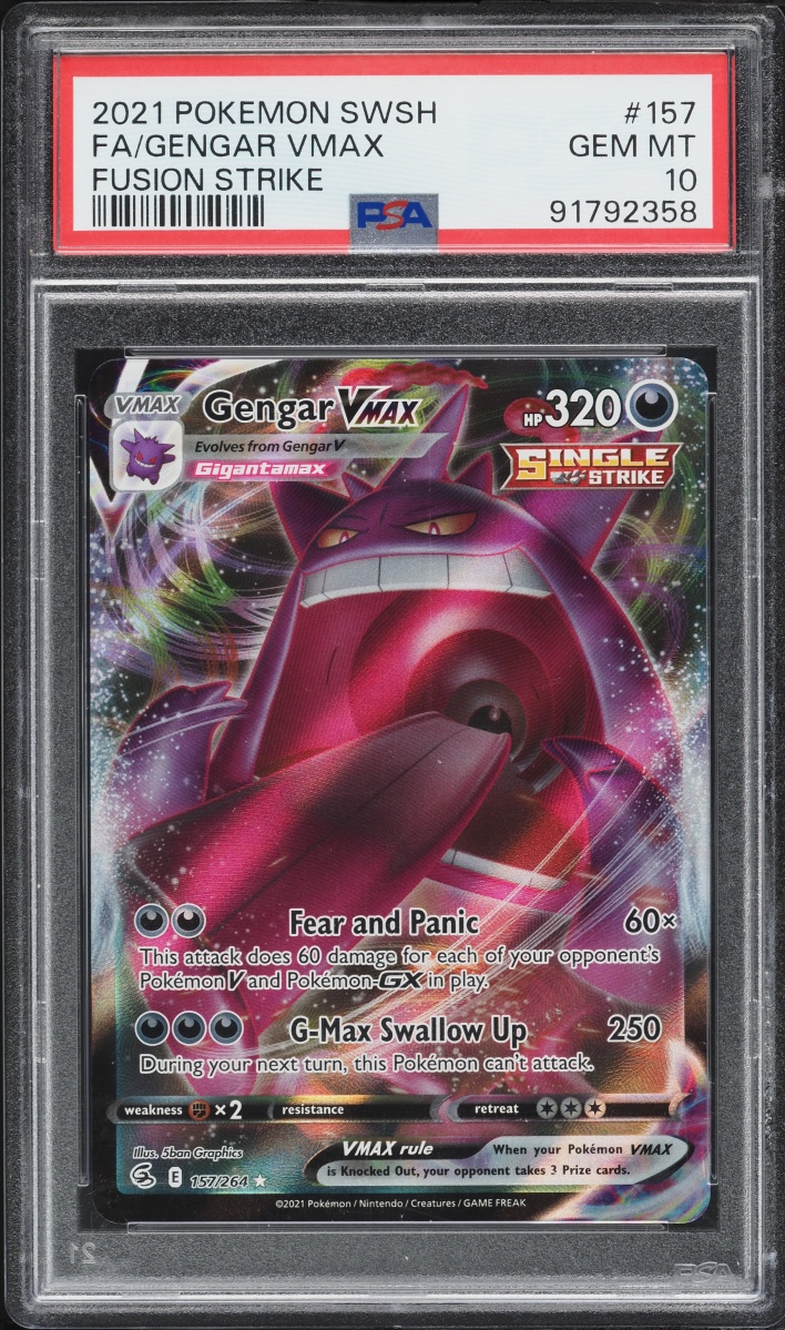 2021 Pokemon Sword & Shield Fusion Strike Alt Art Gengar VMAX #157 PSA 10 GEM MINT