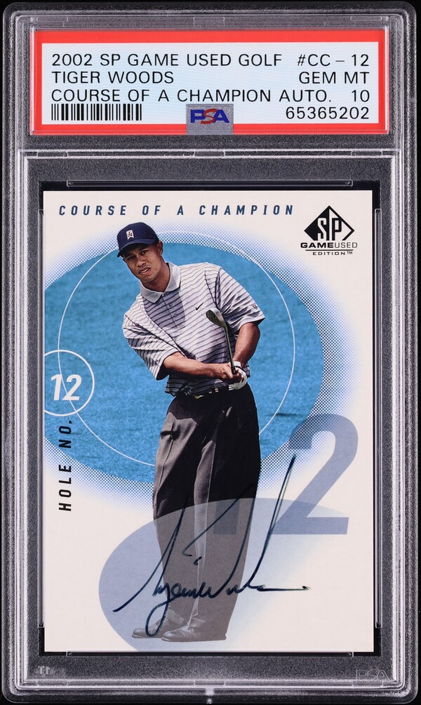 2002 SP Game Used Course Of A Champion Tiger Woods AUTO #CC-12 PSA 10 GEM MINT