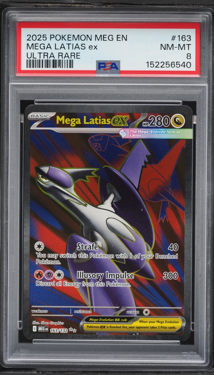 2025 Pokemon Mega Evolution Full Art Mega Latias EX #163 PSA 8 NM-MT