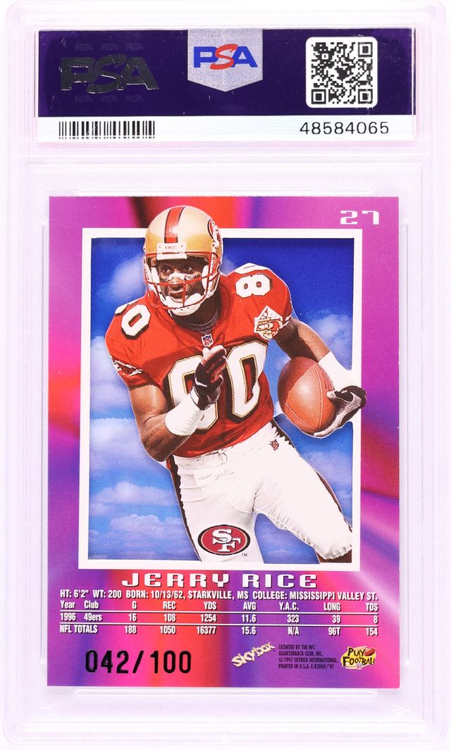1997 Skybox E-X2000 Essential Credentials Jerry Rice /100 #27 PSA 8 NM-MT